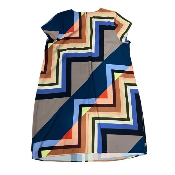 Eloquii Multicolor Geometric Pattern Striped Shift Dress - Picture 6 of 10